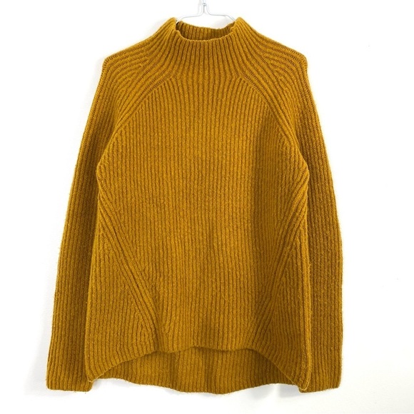 MADEWELL Northfield Mockneck Ribbed Sweater in Mustard Style# H3339 - Picture 2 of 9